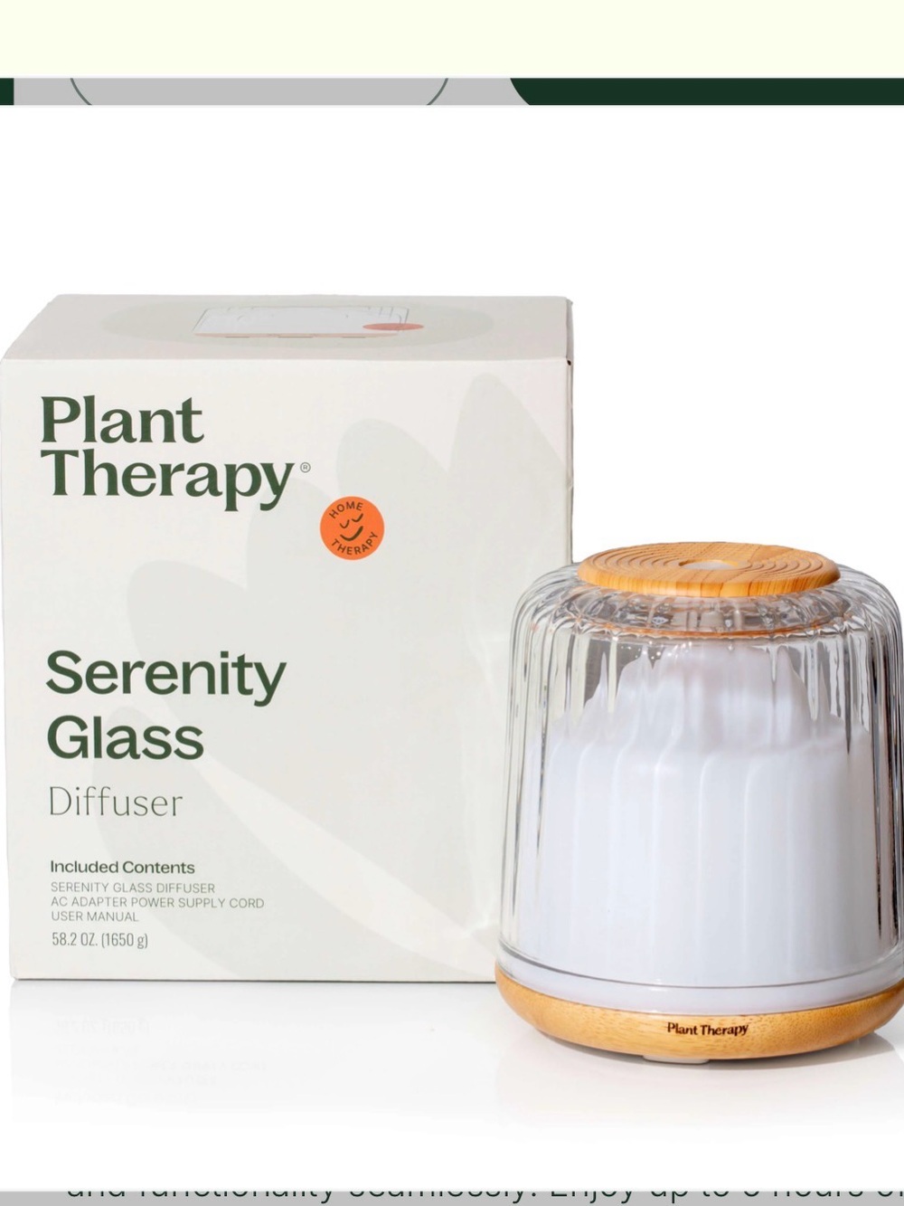 Plant Therapy Serenity Glass Essential Oil Diffuser 230mL New in Box